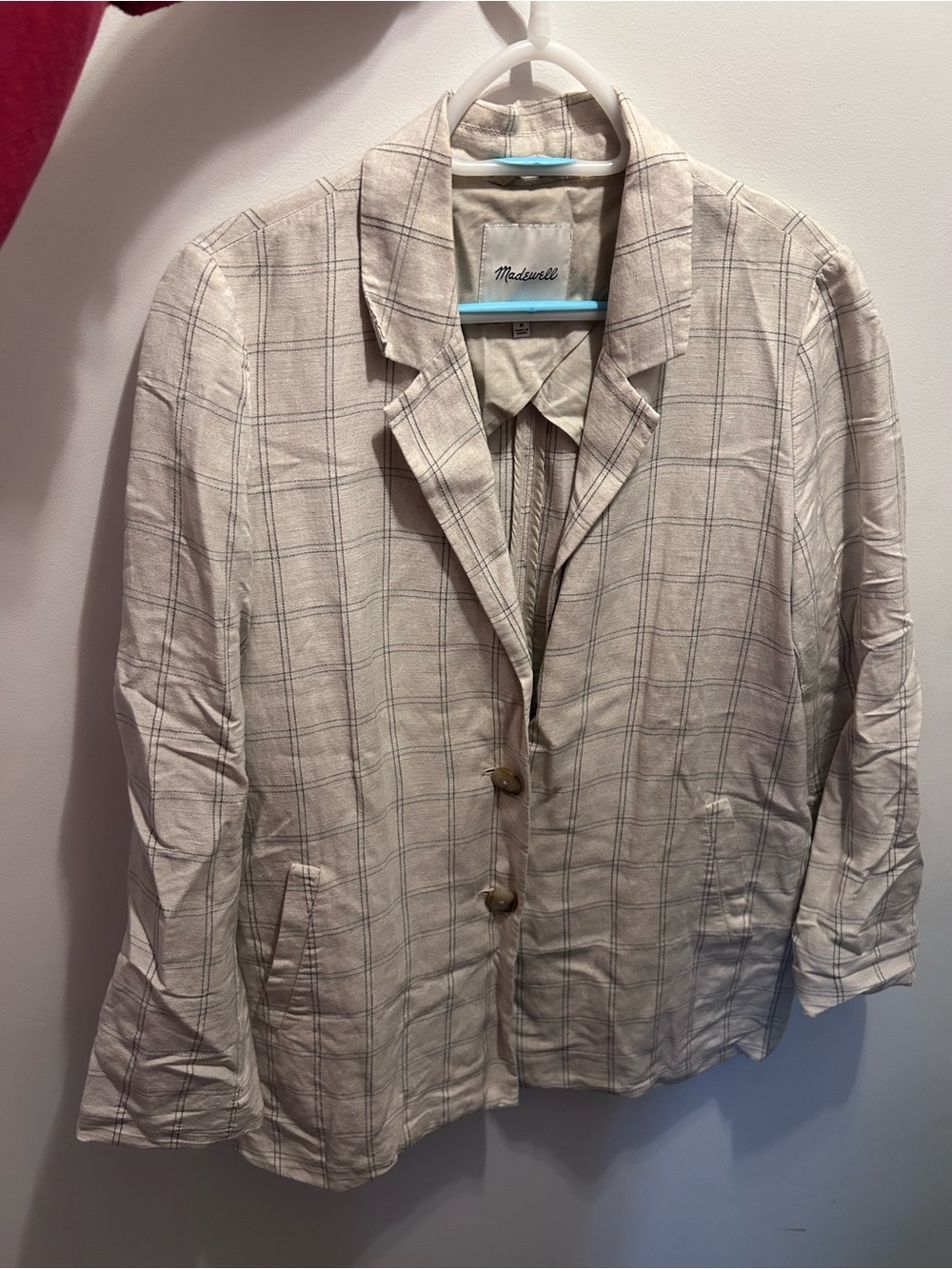 Madewell Beige Plaid Lightweight Blazer
